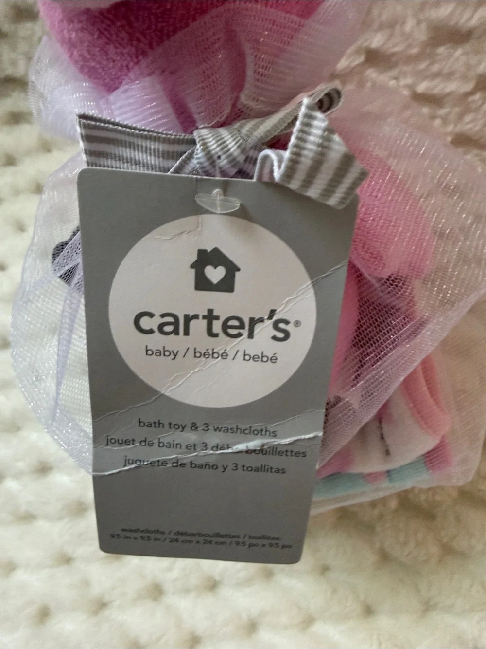 Carter’s Bath Toy & 3 Washcloths-Authentic-NWT